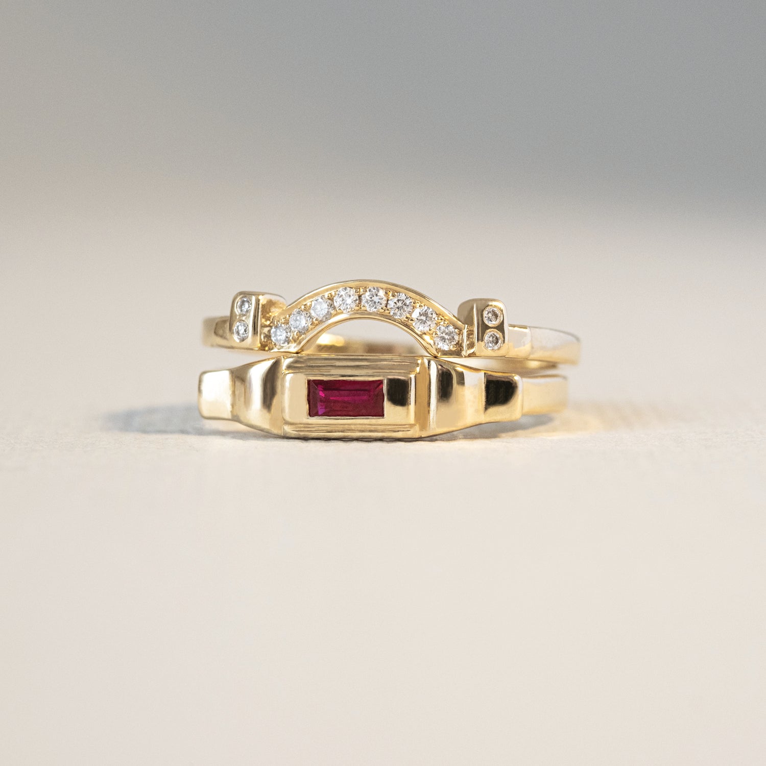 Crown ring with ruby
